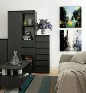 Wąska komoda do salonu, STILO, 40x35x109 cm, grafit szary, mat | TYLETEGOTU