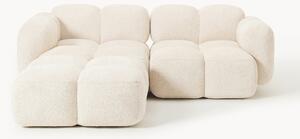Sofa modułowa Teddy-Bouclé z pufem Tayla (2-osobowa, lewostronna/prawostronna)