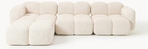 Sofa modułowa Teddy-Bouclé z pufem Tayla (4-osobowa, lewostronna/prawostronna)