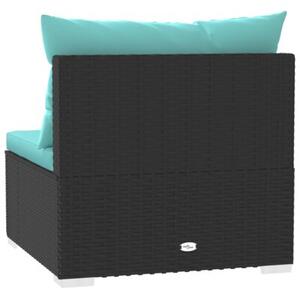 Sofa 3-osobowa ogrodowa z poduszkami, czarny polirattan