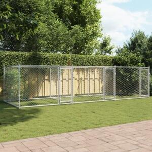 Klatka dla psa, z drzwiami, szara, 6x2x1,5 m, stal