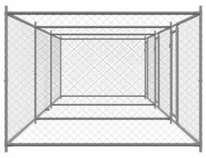Klatka dla psa, z drzwiami, szara, 6x2x1,5 m, stal