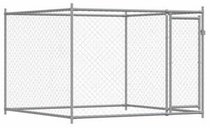 Klatka dla psa, z drzwiami, szara, 6x2x1,5 m, stal
