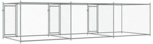 Klatka dla psa, z drzwiami, szara, 6x2x1,5 m, stal