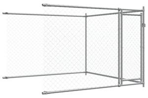 Klatka dla psa, z drzwiami, szara, 6x2x1,5 m, stal