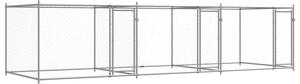 Klatka dla psa, z drzwiami, szara, 6x2x1,5 m, stal