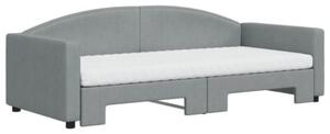 Sofa rozsuwana z materacami, jasnoszara, 90x200 cm, tkanina