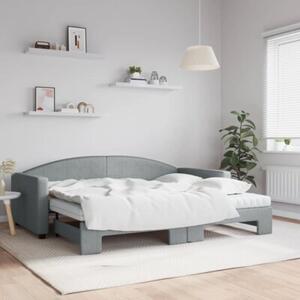 Sofa rozsuwana z materacami, jasnoszara, 90x200 cm, tkanina