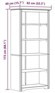 Biblioteczka bodo, brązowa, 82x40x173 cm, sosnowa, 5 półek