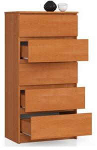 Komoda do sypialni, 5 szuflad, STILO, 60x40x121 cm, olcha, mat | TYLETEGOTU