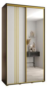 Szafa przesuwna wysoka Davos 7 130, gł. 45 cm czarny + biały + złoty