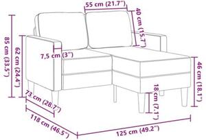 Sofa 2-osobowa z szezlongiem w ksztaÅcie litery l, ciemnoszara, 125 cm, len