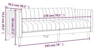 Sofa 3-osobowa, czarna, tapicerowana tkaninÄ