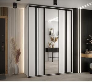 Szafa przesuwna wysoka Davos 7 180, gł. 45 cm biały + biały + czarny