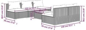Zestaw Mebli Ogrodowych Komplet Wypoczynkowy Z Poduszkami 6-Częściowy Brązowy Rattan Na Taras Balkon Ogród