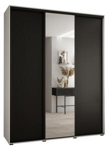 Szafa przesuwna wysoka Davos 3 190, gł. 45 cm biały + czarny + czarny