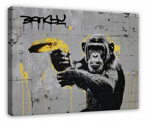 Obraz Na Płótnie Banksy Szary Do Sypialni Salonu 100x70