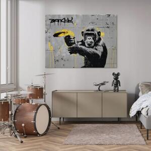 Obraz Na Płótnie Banksy Szary Do Sypialni Salonu 100x70