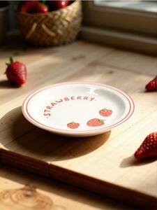 Sinsay - Talerz ceramiczny z nadrukiem truskawek - czerwony