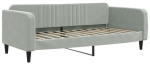 Sofa z funkcją spania, jasnoszara, 100x200 cm, obita aksamitem