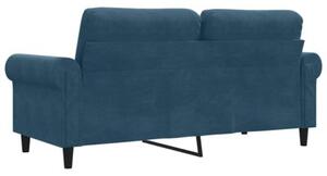 Sofa 2-osobowa, niebieski, 140 cm, tapicerowana aksamitem