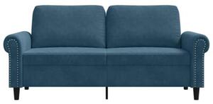 Sofa 2-osobowa, niebieski, 140 cm, tapicerowana aksamitem