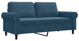 Sofa 2-osobowa, niebieski, 140 cm, tapicerowana aksamitem