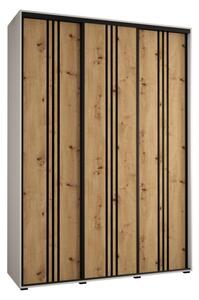 Szafa przesuwna wysoka Davos 6 170, gł. 60 cm biały + artisan + czarny