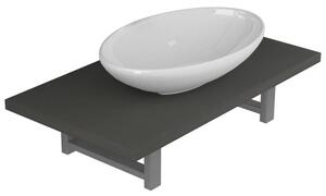 Dwuczęściowy zestaw mebli do łazienki, ceramiczny, szary