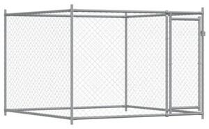 Klatka dla psa, z drzwiami, szara, 10x2x1,5 m, stal