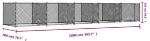 Klatka dla psa, z drzwiami, szara, 10x2x1,5 m, stal