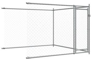 Klatka dla psa, z drzwiami, szara, 4x2x1,5 m, stal