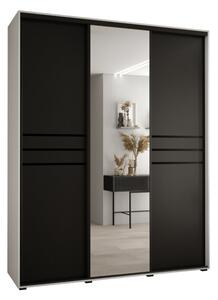 Szafa przesuwna wysoka Davos 11 190, gł. 45 cm biały + czarny + czarny