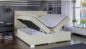 Łóżko Kontynentalne szare z materacem i pojemnikiem na pościel CARSON 140 x 200