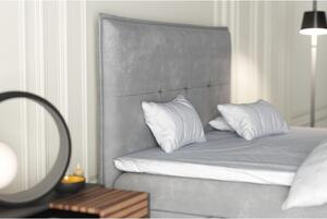 Łóżko Kontynentalne szare z materacem i pojemnikiem na pościel CARSON 90 x 200