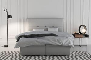 Łóżko Kontynentalne szare z materacem i pojemnikiem na pościel CARSON 90 x 200
