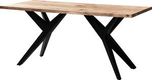 WOHNLING Stół do jadalni 120x60x76 cm z litego drewna akacjowego, metalowy stół do jadalni w stylu loftowym, stół kuchenny z metalowymi nogami, drewniany stół w stylu industrialnym, mały stół do jadalni