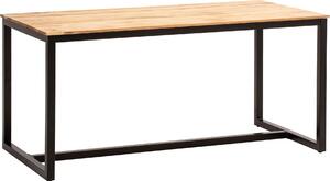 WOHNLING Stół do jadalni 120x60x76 cm z litego drewna akacjowego, metalowy stół do jadalni w stylu loftowym, stół kuchenny z metalowymi nogami, drewniany stół w stylu industrialnym, mały stół do jadalni