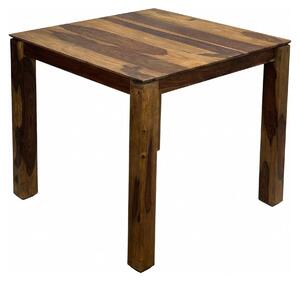 WOHNLING Stół do jadalni z litego drewna sheesham 80x80 cm, ciemnobrązowy, kwadratowy stół do jadalni, stół kuchenny dla 4 osób, drewniany stół do jadalni, ręcznie wykonany