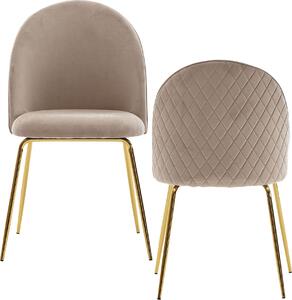 Designerskich krzeseł do jadalni z aksamitną, beżową tapicerką | Wohnling