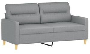 Sofa 2-osobowa z poduszkami, jasnoszara, 140 cm, tkanina