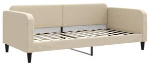 Sofa z funkcją spania, kremowa, 100x200 cm, obita tkaniną