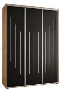 Szafa przesuwna wysoka Davos 8 180, gł. 60 cm artisan + czarny + srebrny