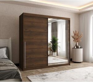 Szafa przesuwna z lustrem Garderoba SIMA T2 200 orzech + u. srebrny