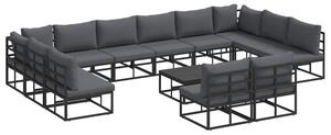 Zestaw sofy ogrodowej z aluminium z poduszkami - czarny