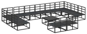 Zestaw sofy ogrodowej z aluminium z poduszkami - czarny
