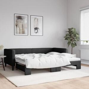 Sofa rozsuwana, czarna, 90x190 cm, tkanina