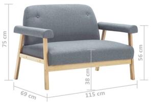 Sofa 2-osobowa tapicerowana tkaninÄ , jasnoszara