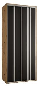 Szafa przesuwna wysoka Davos 6 120, gł. 60 cm artisan + czarny + srebrny