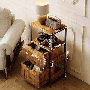 Szafka nocna stolik sypialnia komoda 2 szuflady ciemny brąz loft retro 80cm